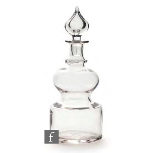 8137 - A 1960s Dartington FT4 glass decanter designed by Frank Thrower circa 1967, with swollen upper body ... 