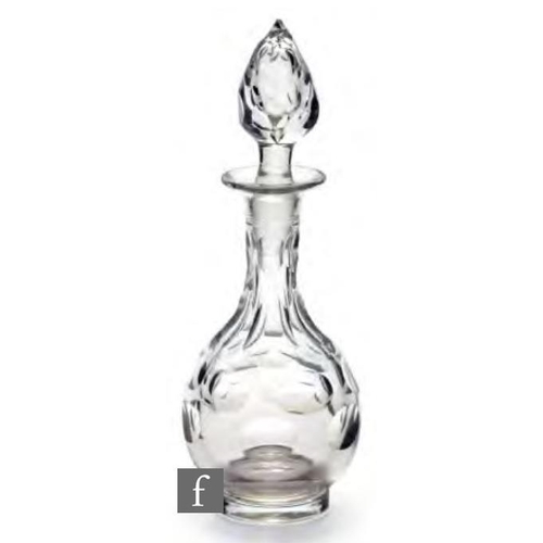 8139 - A miniature shaft and globe decanter circa 1865-70, set on a solid disc foot, the neck cut in hexago... 