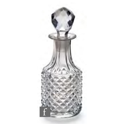 8143 - A miniature cylinder decanter circa 1910, the body cut with diamonds, the neck in flat flutes with a... 