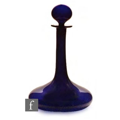 8150 - A 19th Century glass ship's decanter, circa 1840, in cobalt blue with globe form stopper, height 28.... 