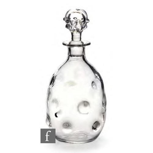8154 - A 1930s Thomas Webb and Sons Olde English pattern glass decanter, of ovoid form, optic moulded with ... 
