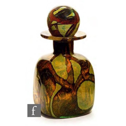 8164 - A 1970s Mdina glass decanter, designed by Michael Harris, of square section, decorated in the tortoi... 