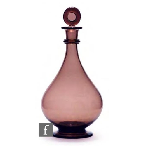 8168 - A 1930s Danish Holmegaard Viol range glass decanter, designed by Jacob Band circa 1932, of footed ba... 