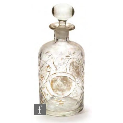 8176 - An early 20th Century continental glass decanter circa 1900-1920, of cylinder form, cut with diamond... 