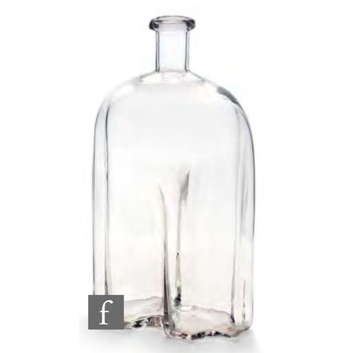 8177 - A 19th Century Swedish glass spirit decanter, circa 1850, of compressed form, mould blown vertical i... 