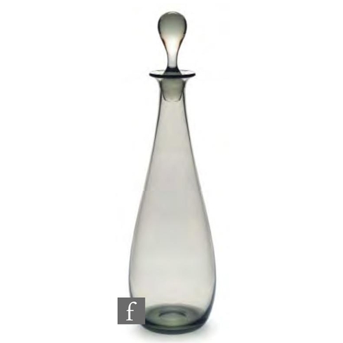 8189 - A 1950s Danish Holmegaard Teardrop pattern glass decanter, designed by Per Lutken in 1955, in a smok... 
