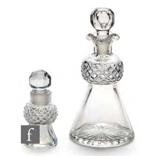 8255 - Two early 20th Century miniature decanters formed as thistles, height 6.2cm and 12.6cm.