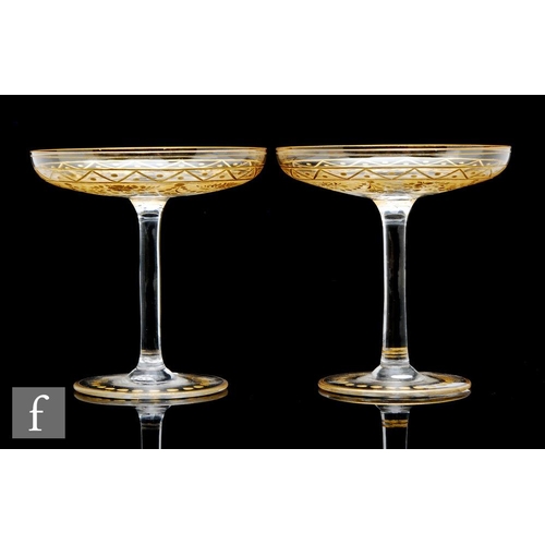 700 - A pair of late 19th to early 20th Century French pedestal bon bon dishes, the bowl of shallow circul... 