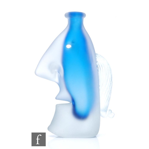 717 - A contemporary studio glass scent bottle or vase by Karlin Rushbrooke, hot worked as a stylised face... 