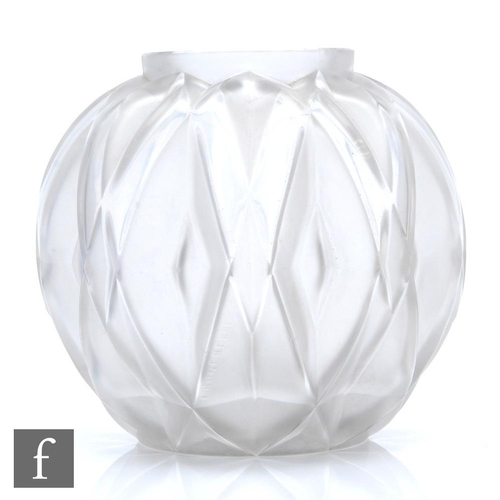 719 - A 1930s Art Deco Andre Hunebelle Prism glass vase designed by Roger Cogneville, of ovoid form, the b... 