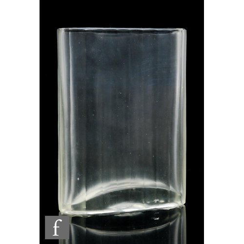 735 - A later 20th Century continental glass vase of compressed sleeve form, the exterior cut with satin v... 