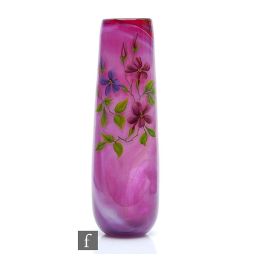 761 - A contemporary studio glass vase of swollen sleeve form, designed by Terri Colledge, the amethy... 