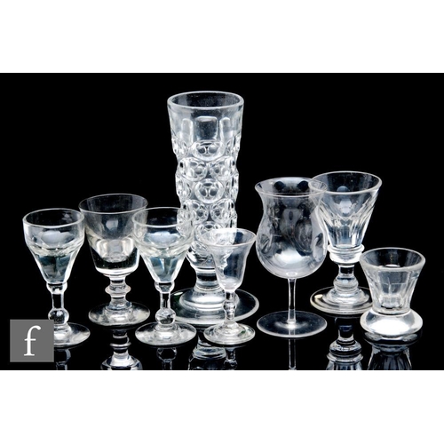 765 - A collection of 19th Century drinking glasses to include molded tavern example, deceptive bowl and p... 