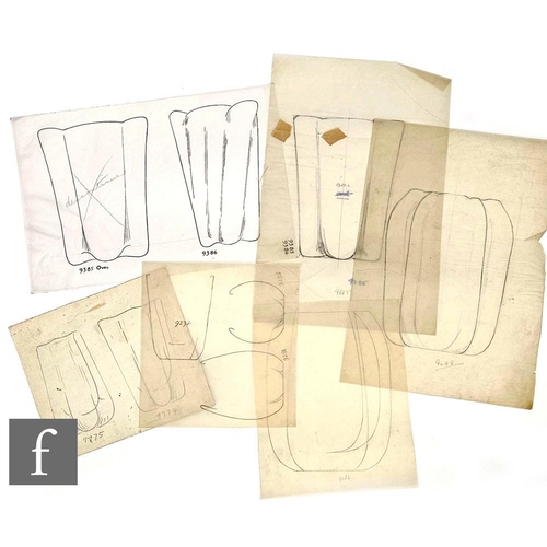 603 - A collection of Whitefriars master artworks in pencil and pen and ink on tracing paper with a worksh... 