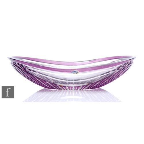 949 - A large later 20th Century Czech Bohemian Crystal glass bowl, cased in amethyst over clear and flash... 