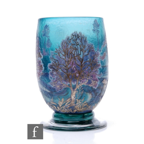 787 - A limited edition contemporary silver cameo glass vase by Jonathan Harris, of footed ovoid form, cas... 