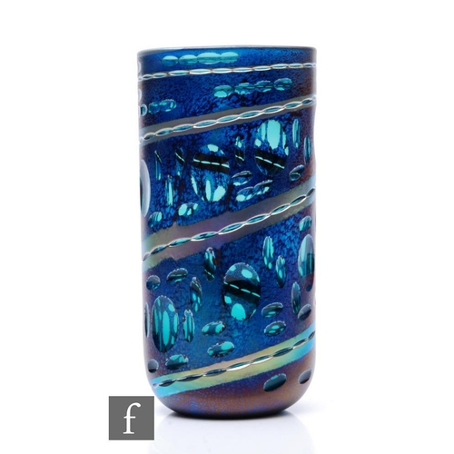 791 - A contemporary studio glass vase by Richard Golding of Station Glass, the compressed sleeve form cas... 