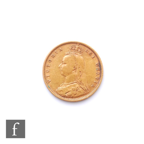 126 - A Victorian 1890 half shield back sovereign.