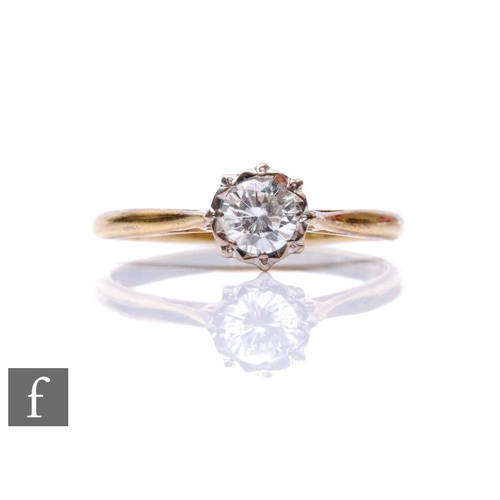 152 - An 18ct hallmarked diamond solitaire ring, brilliant cut stones, weight approximately 0.50ct, colour... 