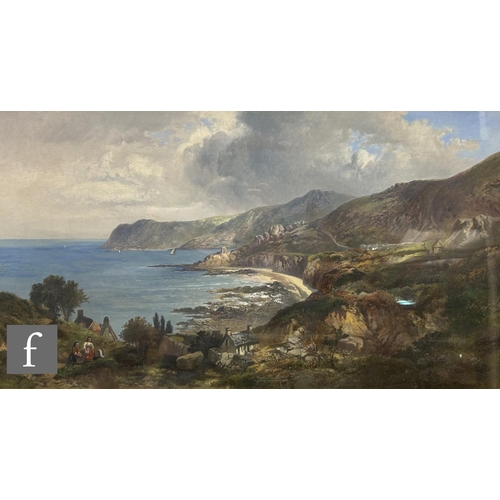 557 - JAMES VIVIEN DE FLEURY (1847-1902) - 'Bonne Nuit Bay, Jersey', oil on canvas, signed with initials a... 