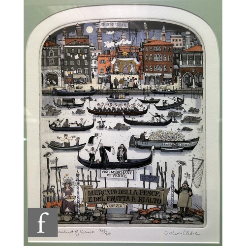 581 - GRAHAM CLARKE (BORN 1941) - 'The Merchant of Venice', etching with watercolour, signed and titled in... 