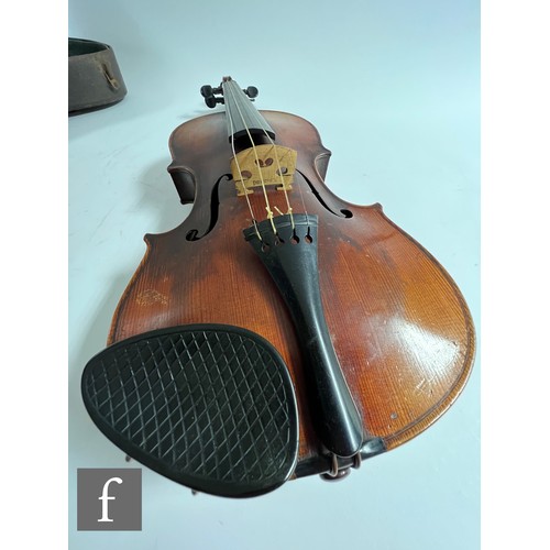 373 - A late 19th Century German violin bears label L. Lowendall, Dresden, length 36cm, stamped 'Lowendall... 