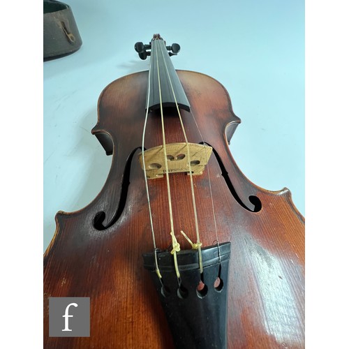 373 - A late 19th Century German violin bears label L. Lowendall, Dresden, length 36cm, stamped 'Lowendall... 