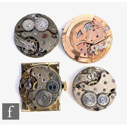 308 - Three early 20th Century Rolex movements to include an Ultra Prima example, with an Omega Seamaster ... 