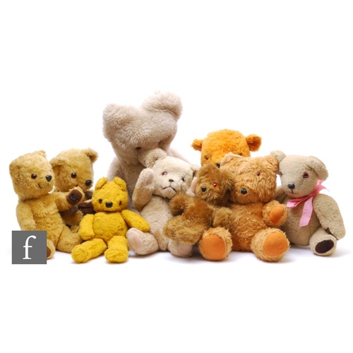 9085 - A 1960s Chad Valley teddy bear with honey pot, height 27cm, another the same but lacking honey pot, ... 