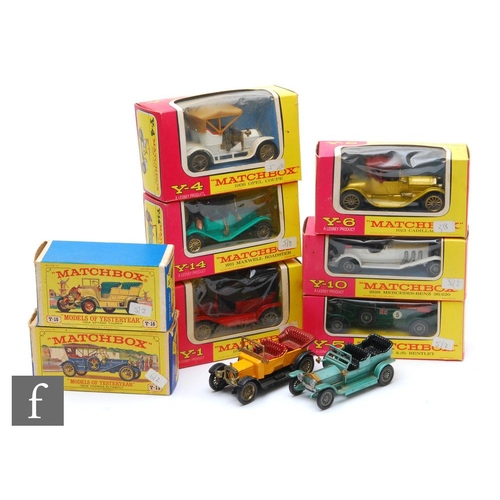 9087 - A collection of Matchbox Models of Yesteryear, comprising Y12 1909 Thomas Flyabout, Y16 1904 Spyker ... 