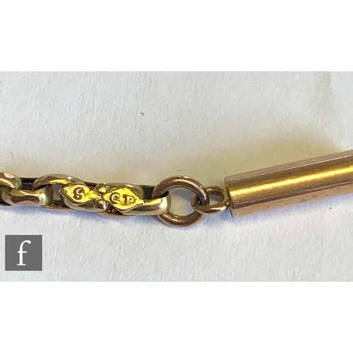 179 - An early 20th Century 9ct rose gold faceted oval belcher link chain, weight 7g, length 46cm, termina... 