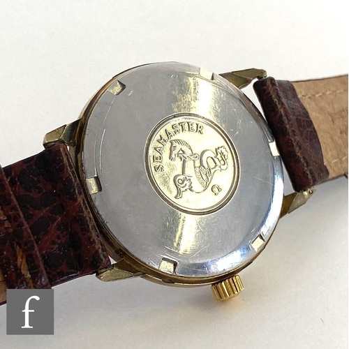 298 - A mid 20th Century gold plated Omega Seamaster automatic wrist watch, batons and date facility to a ... 