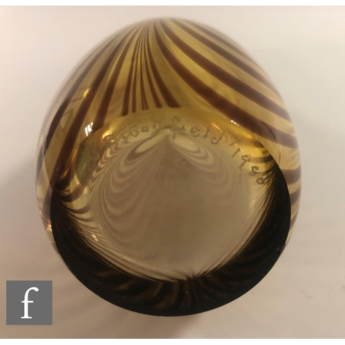 858 - A later 20th Century John Ditchfield art glass vase, of tapering ovoid form, decorated with pulled c... 