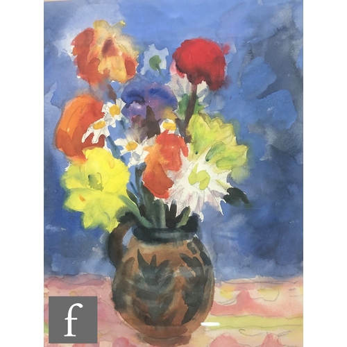 9092 - ANNE CONNELL (CONTEMPORARY) - Summer flowers in a jug, watercolour, signed, framed, 48cm x 36cm, fra... 