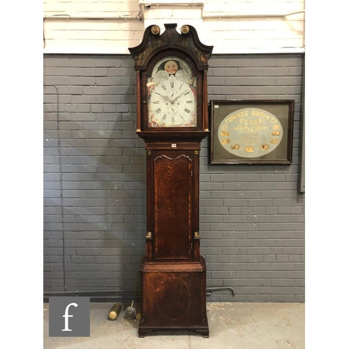 1004 - An early 19th Century oak and mahogany crossbanded longcase clock with eight-day movement, the 14 in... 