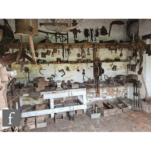 1115 - The contents of an entire working Victorian forge to include a large pair of hand operated studded l... 