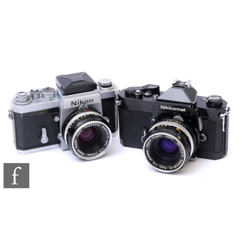 134 - A 1970s Nikon F SLR camera, serial No. 6513191 black and chrome body, with a DW-1 waist level finder... 