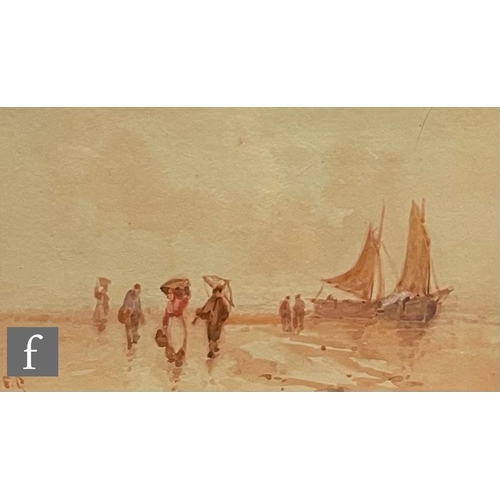 552 - FRANK ROUSSE (FLOURISHED 1897-1917) - Beached fishing boats, watercolour, signed with initials, fram... 