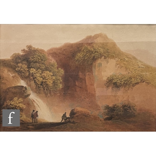 586 - ATTRIBUTED TO FRANCIS NICHOLSON (1753-1844) - 'Gaping Gill, Yorkshire', watercolour, bears signature... 