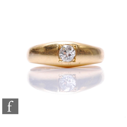 668 - An 18ct hallmarked diamond solitaire ring, gypsy set old cut stone, weight approximately 0.25ct, wei... 