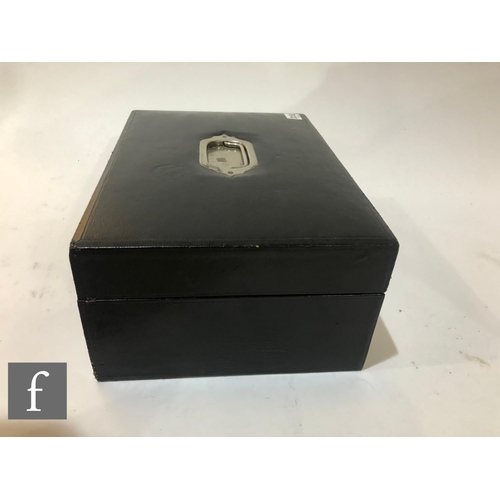 512 - A Victorian black leather writing box, lift out slope and fitted interior, width 36cm.