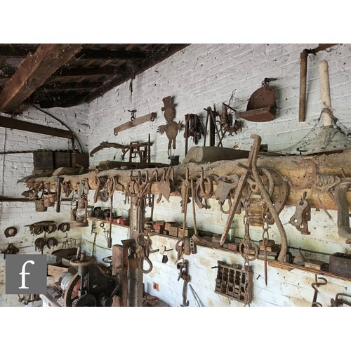 1115 - The contents of an entire working Victorian forge to include a large pair of hand operated studded l... 