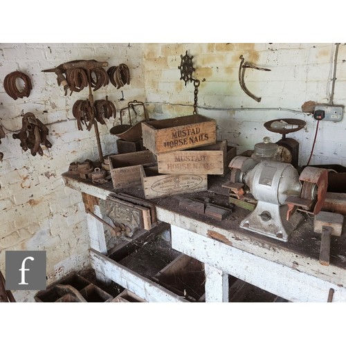 1115 - The contents of an entire working Victorian forge to include a large pair of hand operated studded l... 