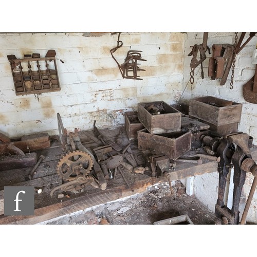 1115 - The contents of an entire working Victorian forge to include a large pair of hand operated studded l... 