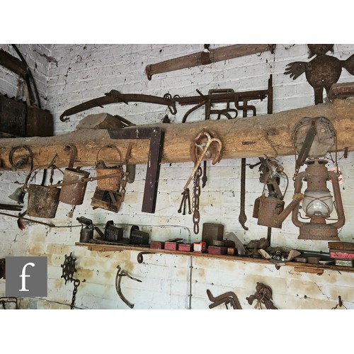 1115 - The contents of an entire working Victorian forge to include a large pair of hand operated studded l... 