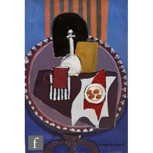 1161 - David Mc.Leod Martin, RSW, RGI, SSA (1922-2018) - Still life with jug, decanter and plate on a table... 