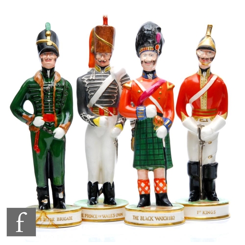 365 - Clarice Cliff - The Old Brigade - A group of four hand modelled figures of soldiers circa 1952, to i... 