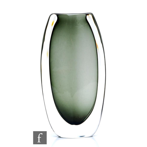 888 - Nils Landberg - Orrefors - A post war cased crystal glass Dusk vase, of compressed ovoid form with f... 