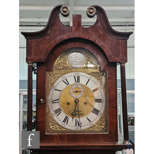 381 - An early 19th Century oak and mahogany crossbanded longcase clock by Owen Birmingham, enclosed by a ... 