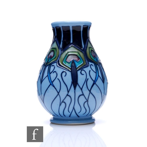 102 - Nicola Slaney - Moorcroft Pottery - A small vase of ovoid form with flared neck, shape 7/2, decorate... 